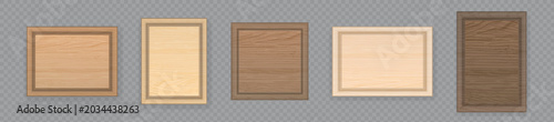 Set of realistic wooden picture frames for artwork presentation, photo mockup, interior decor and gallery design
