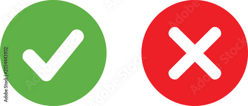 Fotografía Checkmark and cross icons in green and red circles Vector