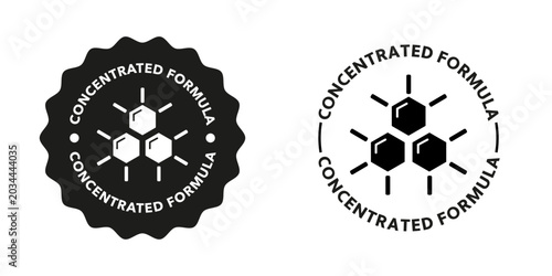Tableau sur toile Concentrated formula. Stamps for product information labeling.