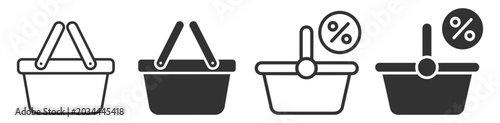 Photography shopping basket icon set vector illustration on transparent background