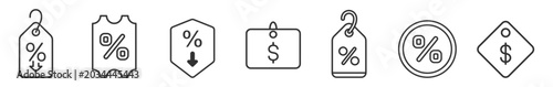 Konstfotografi set of discount and price tag icons line art style vector illustration on transp