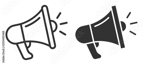 Foto megaphone icon set line and solid design communication symbol illustration on tr