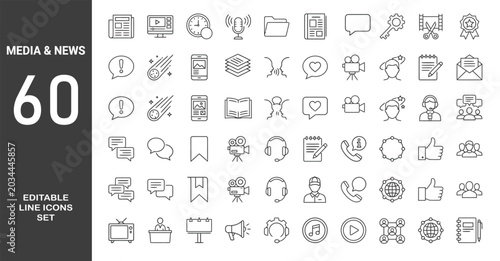 Fotografía Media and news icon set