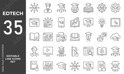 Tableau sur toile education technology icon set