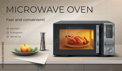 Tableau sur toile Microwave oven poster