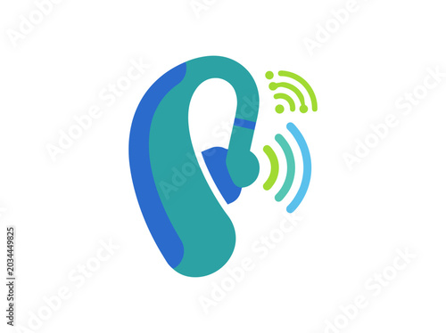 Photos Hearing aid with sound waves icon technology illustration assistive communicatio