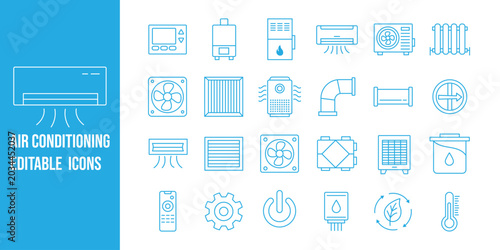 Foto Air Conditioning thin line icons set