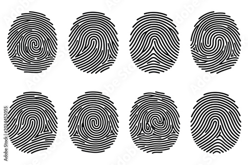 Schilderij op canvas Fingerprint scan icons collection in black