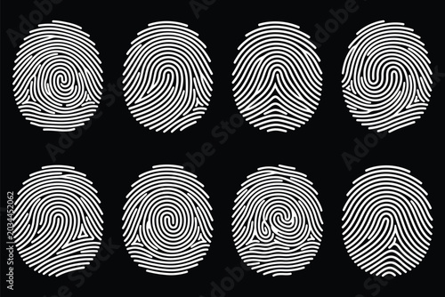 Tableau sur toile Fingerprint scan icons collection in black