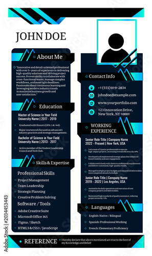 Executive Cyan Blue Gradient Professional Resume Template