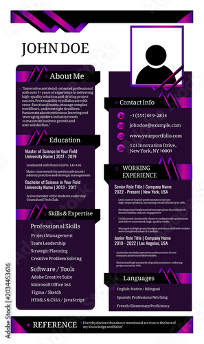 Luxury Deep Purple Gradient Creative Executive Resume Template