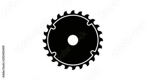Obraz na płótnie Circular saw blade with central hole black and white silhouette
