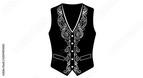 Schilderij op canvas Ornate waistcoat silhouette against a white background