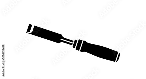 Foto Wood chisel tool in black silhouette woodworking