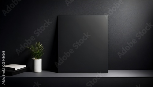 Black Poster Mockup On Dark Background Minimalist Design Template For Branding Advertising And Presentation