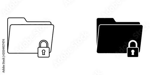 Tableau sur toile Secure folder with padlock icon for data protection and confidentiality
