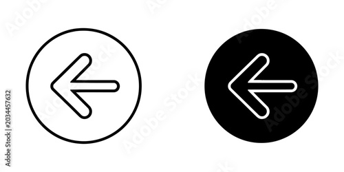 Εκτύπωση καμβά Left arrow in circle icon vector illustration for navigation with previous