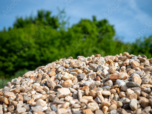 Canvas Print Decorative natural gravel and pebbles in gray and brown tones suitable for rock gardens, landscaping, and outdoor decoration