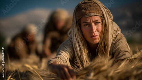 After choosing loyalty over comfort, Ruth gathers leftover barley in the fields with quiet humility, trusting God to provide for her future.
