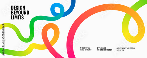 Foto Gradient color lines pattern design beyond limits abstract vector poster