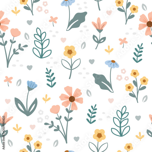 Colorful spring seamless floral pattern