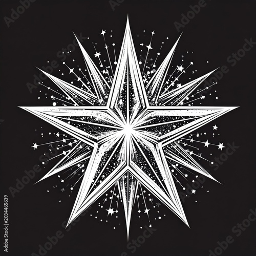 White Starburst Starburst Explosion on Black Background Vector Art