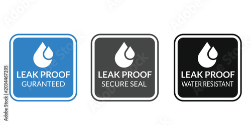 Labels template for product packaging with secure seal design in blue gray black