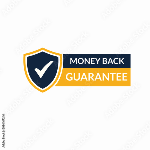 Money back guarantee badge vector blue yellow web banner social media marketing