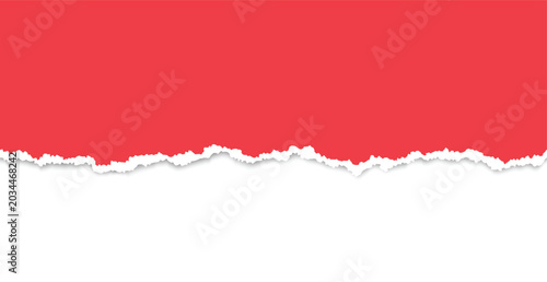 Tableau sur toile Red ripped paper banner background with rough edges and realistic shadow effect