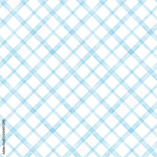 Watercolor  checkered pattern. Watercolor texture. Checkered background. Home textile. Print for fabric. Gingham print. Hand-Drawn picnic seamless pattern. 