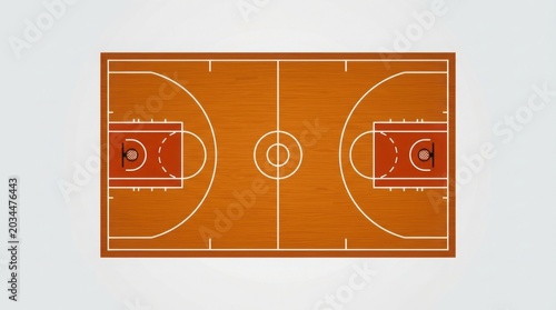 Top view of a basketball court with nobody