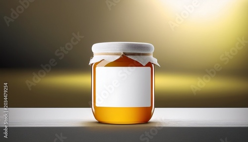 white jar honey mockup with blank label on background for design