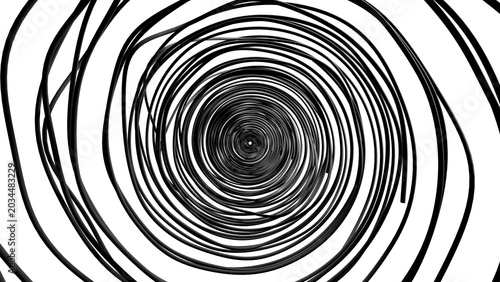 Cuadro en lienzo Hypnotic doodle sketch of a circular tunnel with moving lines.