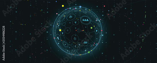 Tableau sur toile Digital cyberspace background representing big data, cloud computing, and AI