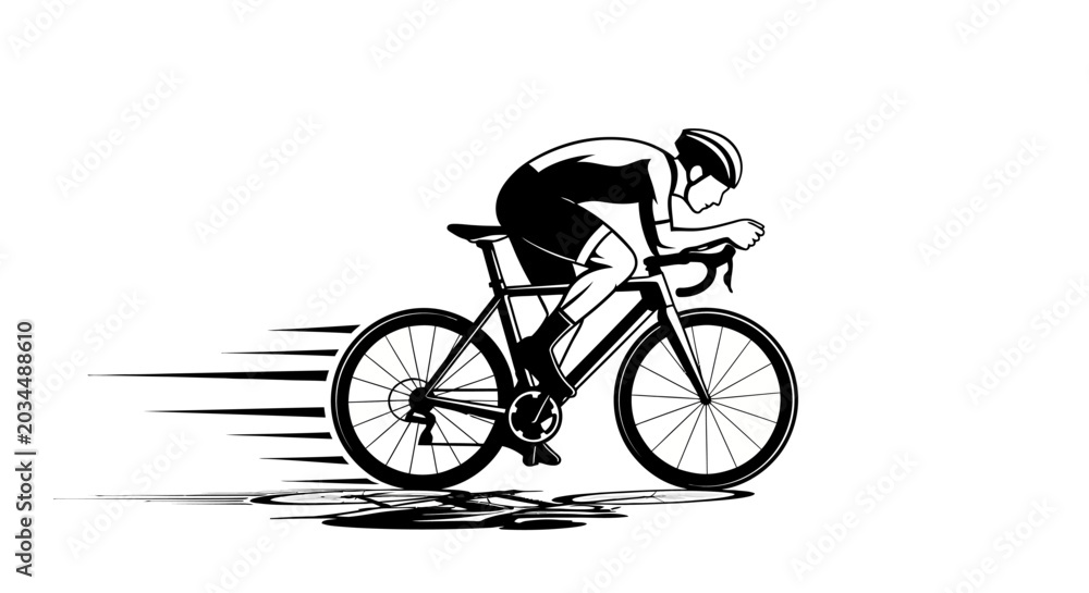 Fototapeta premium Professional cyclist riding a bicycle on a white background