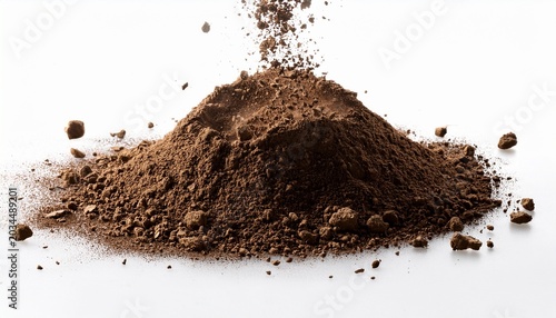 Falling Soil Earth Isolated On White Background