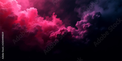 Tableau sur toile Abstract Red Smoke Explosion Under Dramatic Cloudy Sky