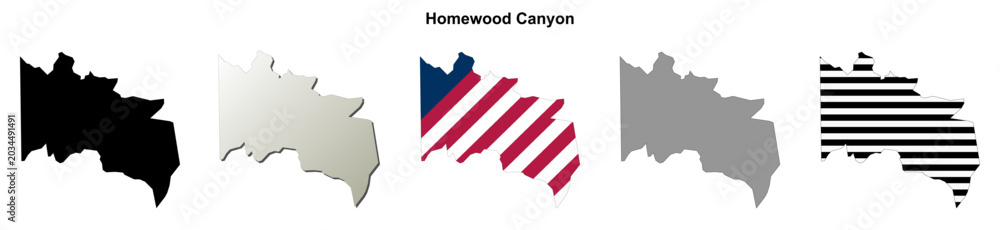 Fototapeta premium Homewood Canyon (California) blank outline map