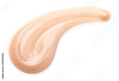 Foto Sample of highlighter isolated on white, top view. Makeup product