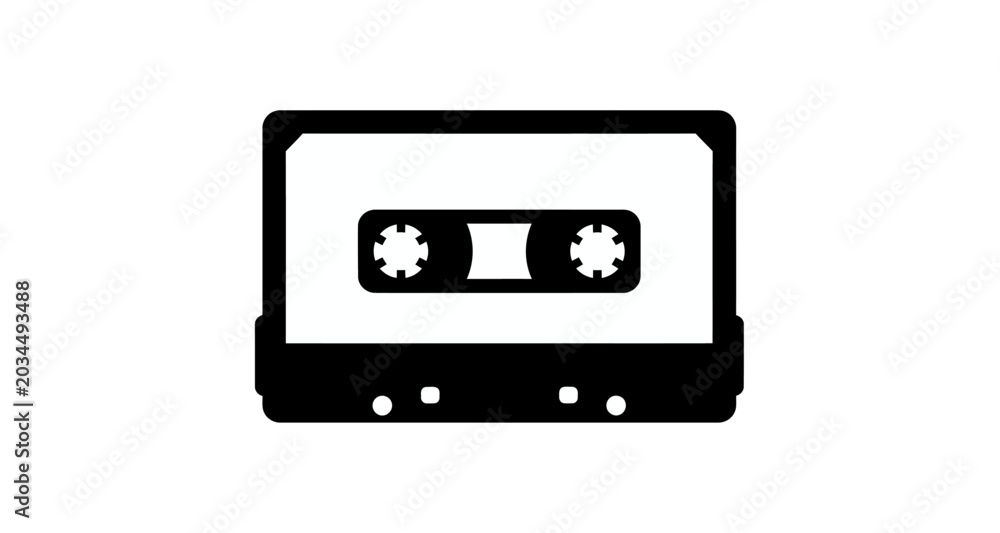 Obraz premium Cassette tape silhouette on transparent background