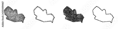 Foto Sketch black and white Slough (England) outline map design set