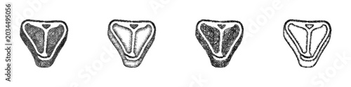 Foto Sketch monochrome t bone steak icon design set