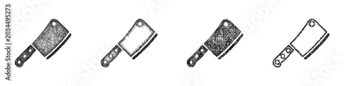 Photos Sketch black and white meat cleaver icon design set