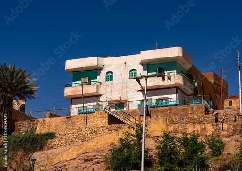 Nubian traditional house on a hill. Aswan Egypt
