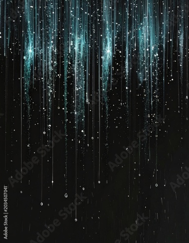 Abstract Background with Drips and Splatters of Teal and White Paint