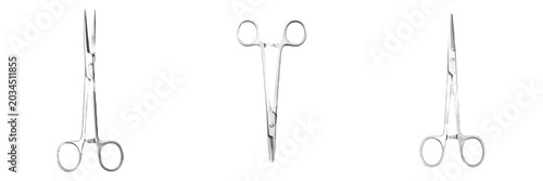 Foto Stainless Steel Surgical Hemostat Forceps Set: Medical Clamping Instruments for Hospital, Clinic, and Surgical Procedures