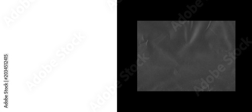 Foto Crumpled black plastic texture background, wrinkled dark synthetic film surface,