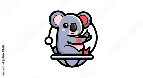 Photography Cartoon koala bear illustration on white