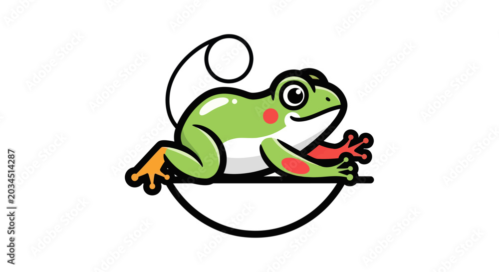 Fototapeta premium Cartoon frog illustration on white background