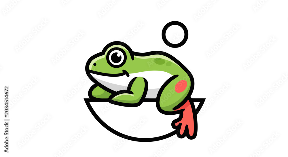 Fototapeta premium Cartoon frog illustration on white background